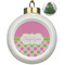 Pink & Green Dots Ceramic Christmas Ornament - Xmas Tree (Front View)