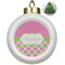 Pink & Green Dots Ceramic Ball Ornament - Christmas Tree (Personalized)