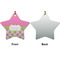 Pink & Green Dots Ceramic Flat Ornament - Star Front & Back (APPROVAL)