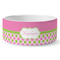 Pink & Green Dots Ceramic Dog Bowl (Large)