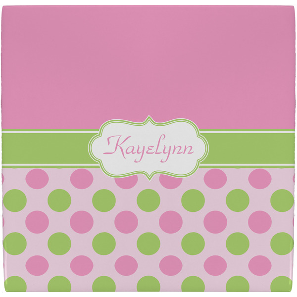 Custom Pink & Green Dots Ceramic Tile Hot Pad (Personalized)