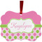 Pink & Green Dots Christmas Ornament (Front View)