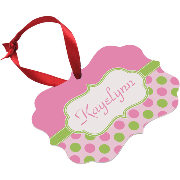 Pink & Green Dots Christmas Ornament
