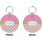 Pink & Green Dots Circle Keychain (Front + Back)
