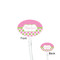 Pink & Green Dots Clear Plastic 7" Stir Stick - Oval - Front & Back