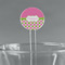 Pink & Green Dots 5.5" Round Plastic Stir Sticks - Clear (Personalized)