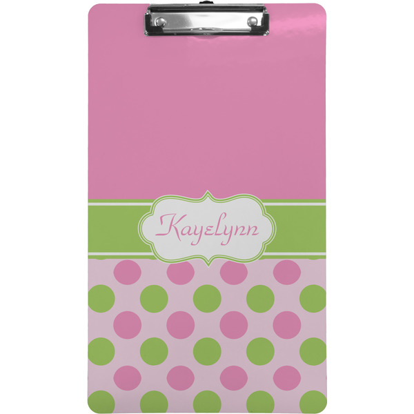 Custom Pink & Green Dots Clipboard (Legal Size) w/ Name or Text