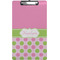 Pink & Green Dots Clipboard (Legal Size) w/ Name or Text