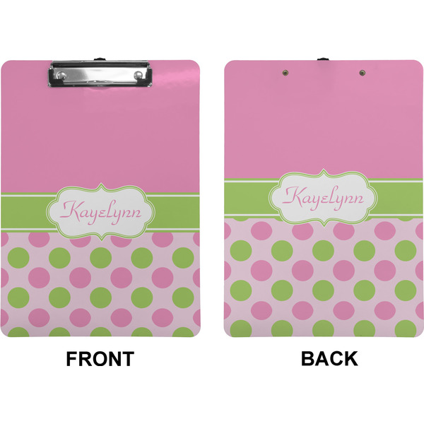 Pink & Green Dots Clipboard (Letter) (Front + Back)