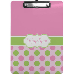 Pink & Green Dots Clipboard (Letter Size) w/ Name or Text