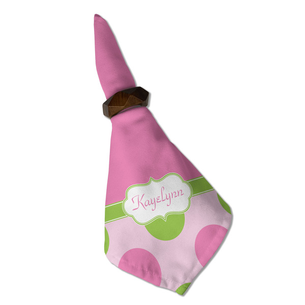 Pink & Green Dots Cloth Napkins - Personalized Dinner (Folded in Ring) (MAIN)