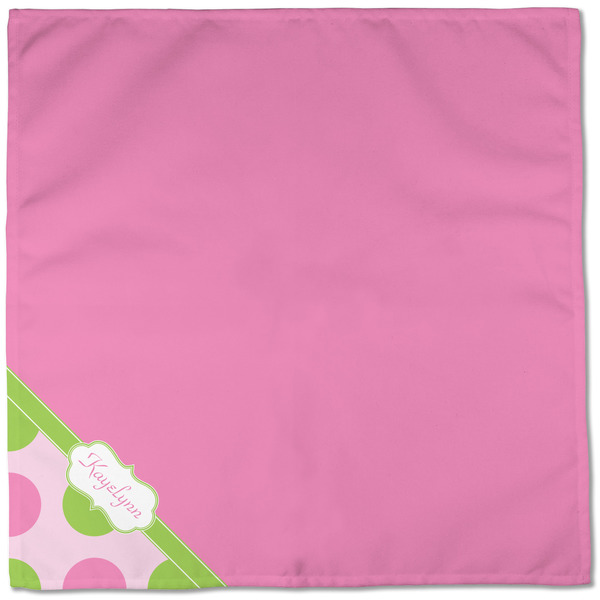 Pink & Green Dots Cloth Napkins - Personalized Dinner (Full Open)