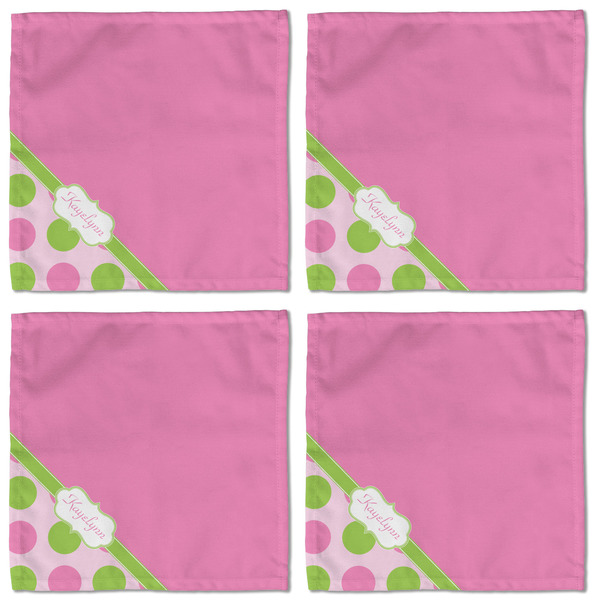 Pink & Green Dots Cloth Napkins - Personalized Lunch (APPROVAL) Set of 4