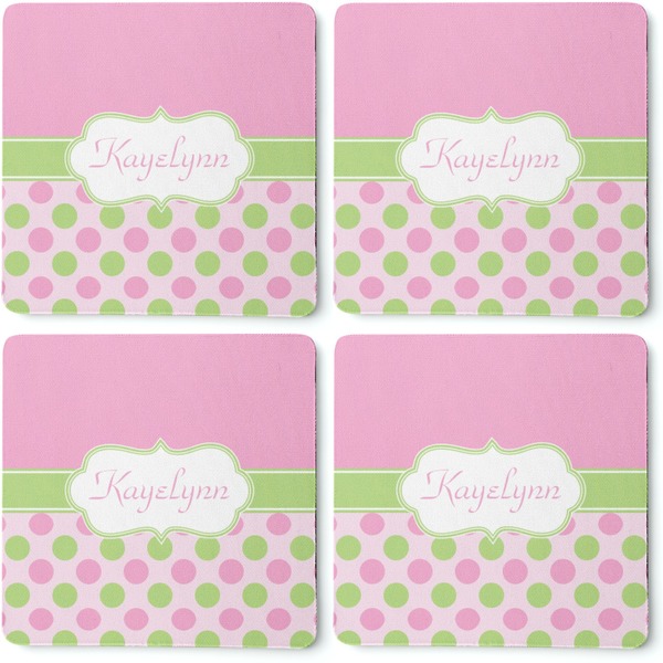 Pink & Green Dots Coaster Rubber Back - Apvl