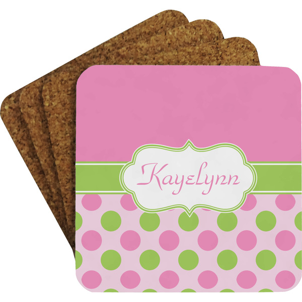 Pink & Green Dots Coaster Set (Personalized)