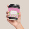 Pink & Green Dots Coffee Cup Sleeve - LIFESTYLE