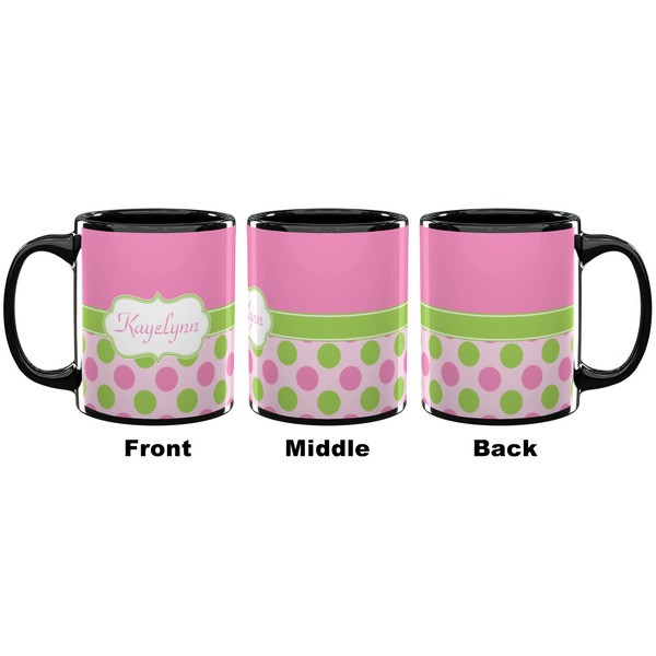 Pink & Green Dots Coffee Mug - 11 oz - Black APPROVAL