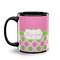Pink & Green Dots Coffee Mug - 11 oz - Black