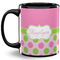 Pink & Green Dots Coffee Mug - 11 oz - Full- Black