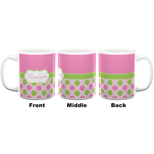 Pink & Green Dots Coffee Mug - 11 oz - White APPROVAL