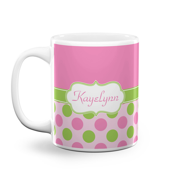 Custom Pink & Green Dots Coffee Mug (Personalized)