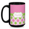Pink & Green Dots Coffee Mug - 15 oz - Black