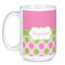 Pink & Green Dots Coffee Mug - 15 oz - White