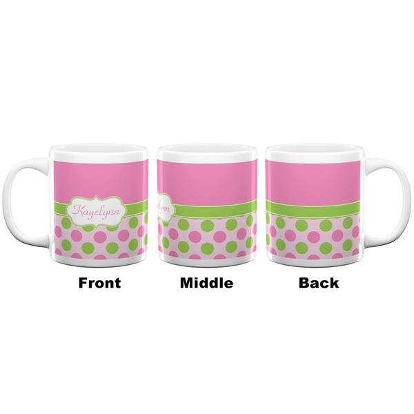Pink & Green Dots Coffee Mug - 20 oz - White APPROVAL