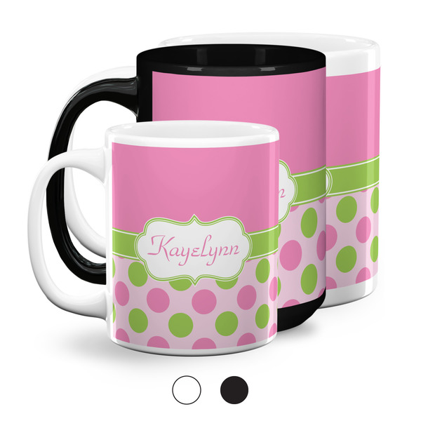 Pink & Green Dots Coffee Mugs Main