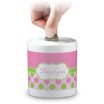 Pink & Green Dots Coin Bank (Personalized)