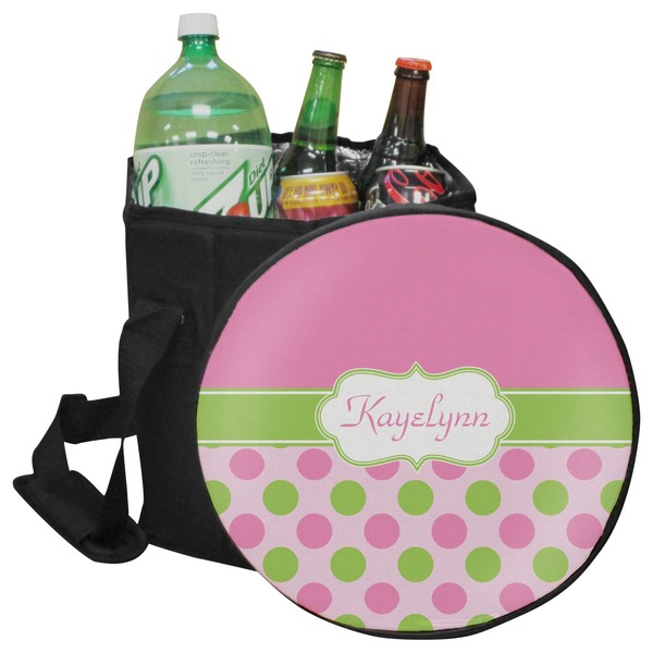 Custom Pink & Green Dots Collapsible Cooler & Seat (Personalized)