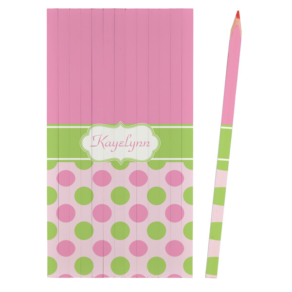 Pink & Green Dots Colored Pencils - Front View