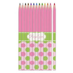 Pink & Green Dots Colored Pencils (Personalized)
