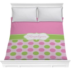 Pink & Green Dots Comforter - Full / Queen (Personalized)