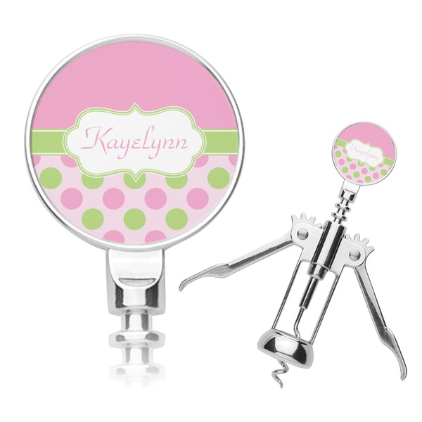 Custom Pink & Green Dots Corkscrew (Personalized)