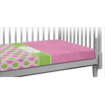 Pink & Green Dots Crib Fitted Sheet (Personalized)