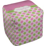 Pink & Green Dots Cube Pouf Ottoman - 13" (Personalized)