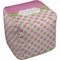 Pink & Green Dots Cube Poof Ottoman (Top)