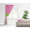 Pink & Green Dots Curtain With Window and Rod - in Room Matching Pillow