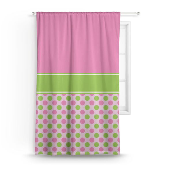 Custom Pink & Green Dots Curtain - 50"x84" Panel
