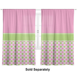 Pink & Green Dots Curtain Panel - Custom Size