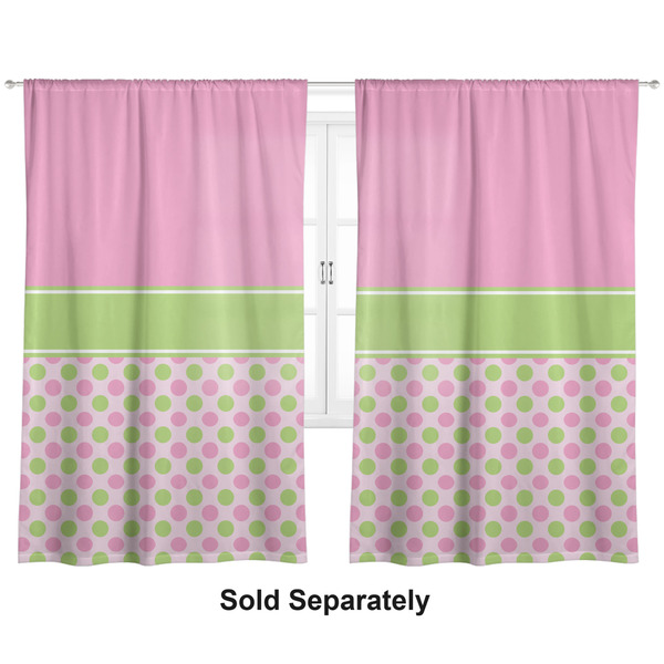 Pink & Green Dots Curtains Double