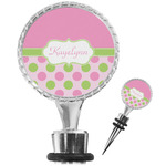 Pink & Green Dots Wine Bottle Stopper (Personalized)