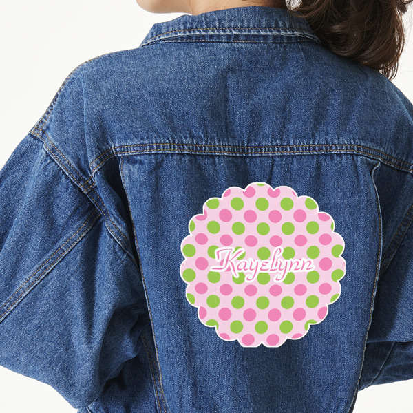 Custom Pink & Green Dots Large Custom Shape Patch - 2XL (Personalized)