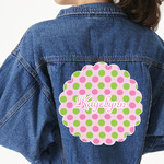 Pink & Green Dots Twill Iron On Patch - Custom Shape - 3XL (Personalized)