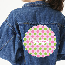 Pink & Green Dots Twill Iron On Patch - Custom Shape - 3XL - Set of 4 (Personalized)