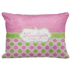 Pink & Green Dots Decorative Baby Pillowcase - 16"x12" (Personalized)