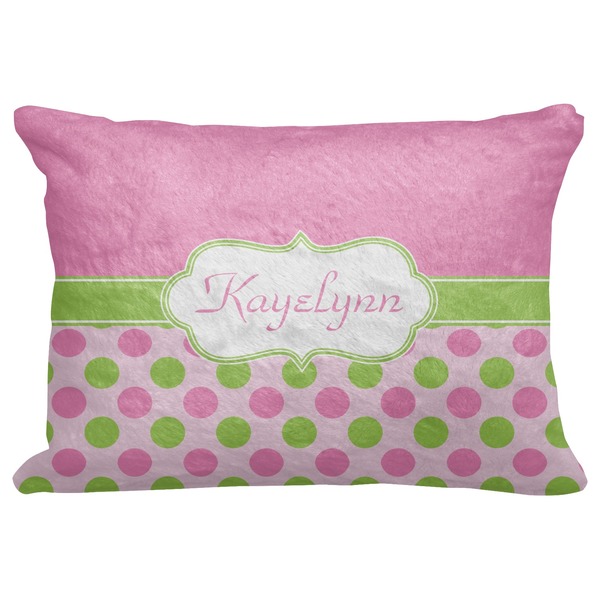 Custom Pink & Green Dots Decorative Baby Pillowcase - 16"x12" (Personalized)