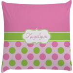 Pink & Green Dots Decorative Pillow Case w/ Name or Text