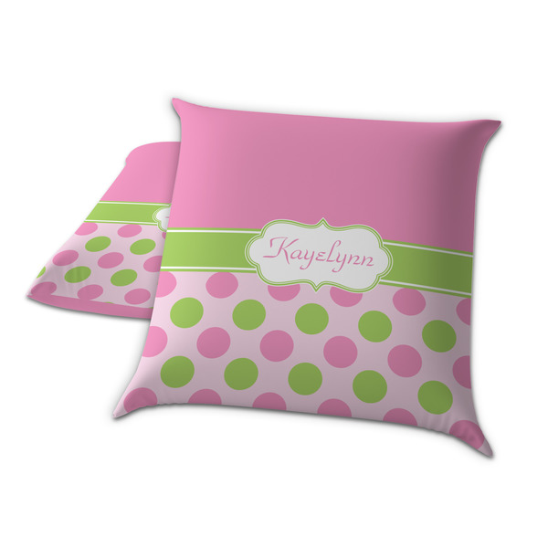 Pink & Green Dots Decorative Pillow Case - TWO